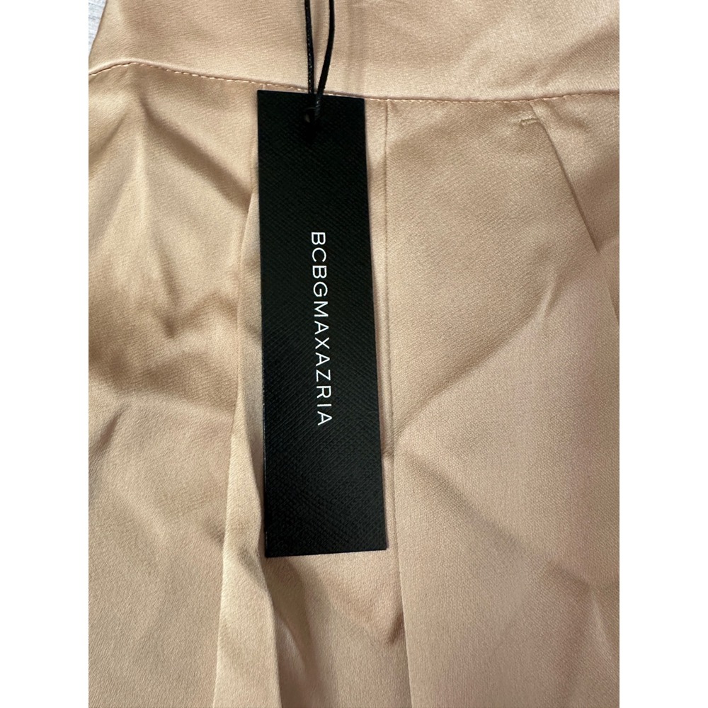 BCBGMAXAZRIA Dusty Pink Satin Wide Leg Pleated Trousers Pants 2W07B08 Size 2 NEW - Picture 2 of 8